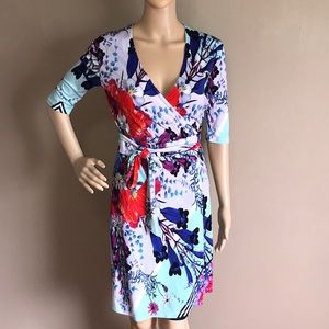 Robert Graham boho floral wrap dress size 6 silk